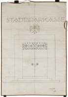 Tuschezeichnung 71x50 cm,		Entwurf Eingang Sparkasse