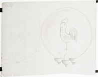 Bleistiftzeichnung 58x74 cm, 	1936, Wandleuchter mit Messingreflektor