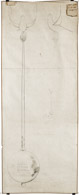 Bleistiftzeichnung, 200x80 cm, 1934, Entwurf Grabmal A