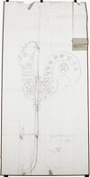 Kohlezeichnung 135x67 cm, 1934 „Wetterfahne M. 98,-“