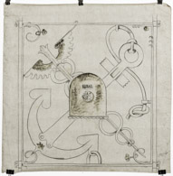 Bleistiftzeichnung, Tusche 72x72 cm, Wappen