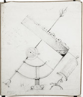 Bleistiftzeichnung 90x77 cm, Entwurf Sonnenuhr Landschulheim Springe