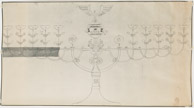 Tuschezeichnung, Kopie 82x150 cm, Großer Tischleuchter, Reichsadler