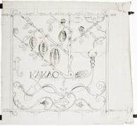 Kohlezeichnung, Tusche 79x82 cm, „Kakau“ Gitter