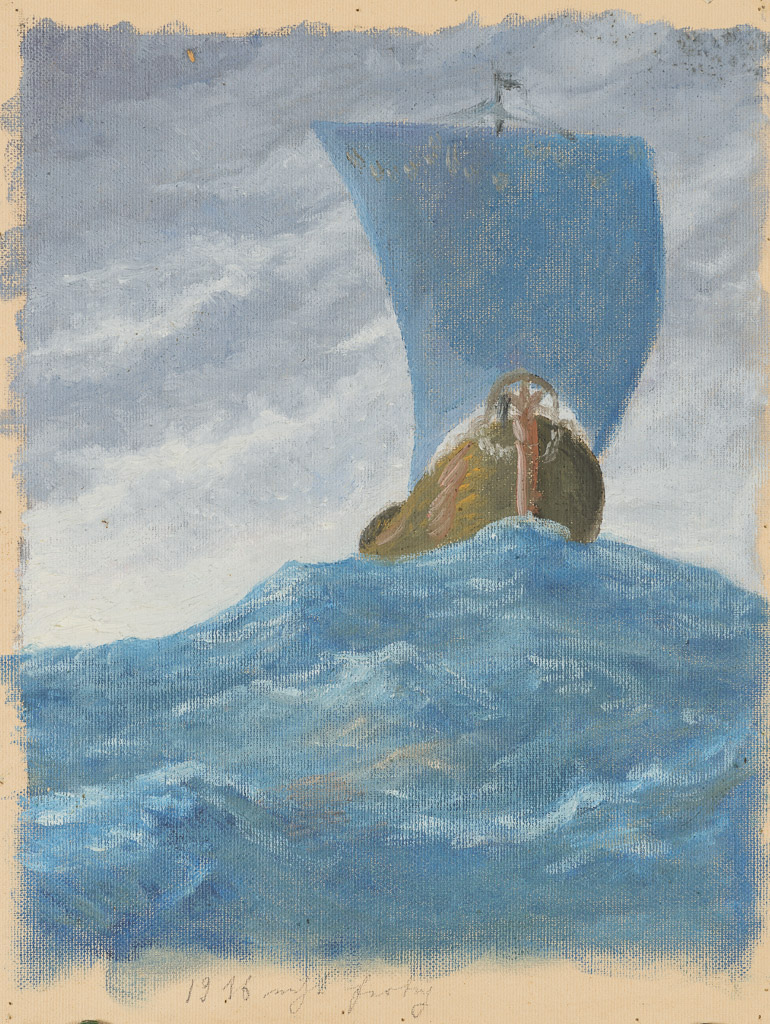 Segelschiff, 1916, Ölbild 32x24cm