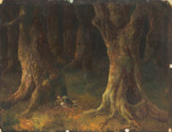 Pilze im Wald, Ölbild 36x47cm