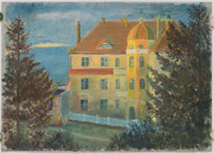 Haus am See, Ölbild 28x40cm