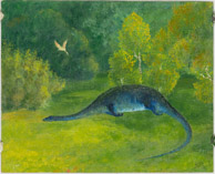 Dinosaurier, 1916, Ölbild 25x31cm