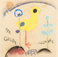 Der gelbe Vogel, Kreide 17x17 cm