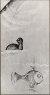 Ente und Fisch, Foto Wandbild 22x12 cm