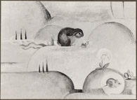 Hase und Maus, Foto Wandbild 16x23 cm