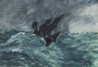 Schwarzes Schiff, Tusche 12x18 cm