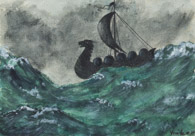 Vikingerschiff, VIII, Tusche 13x19 cm