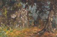 Wildkatze auf dem Friedhof, Tusche 10x14 cm